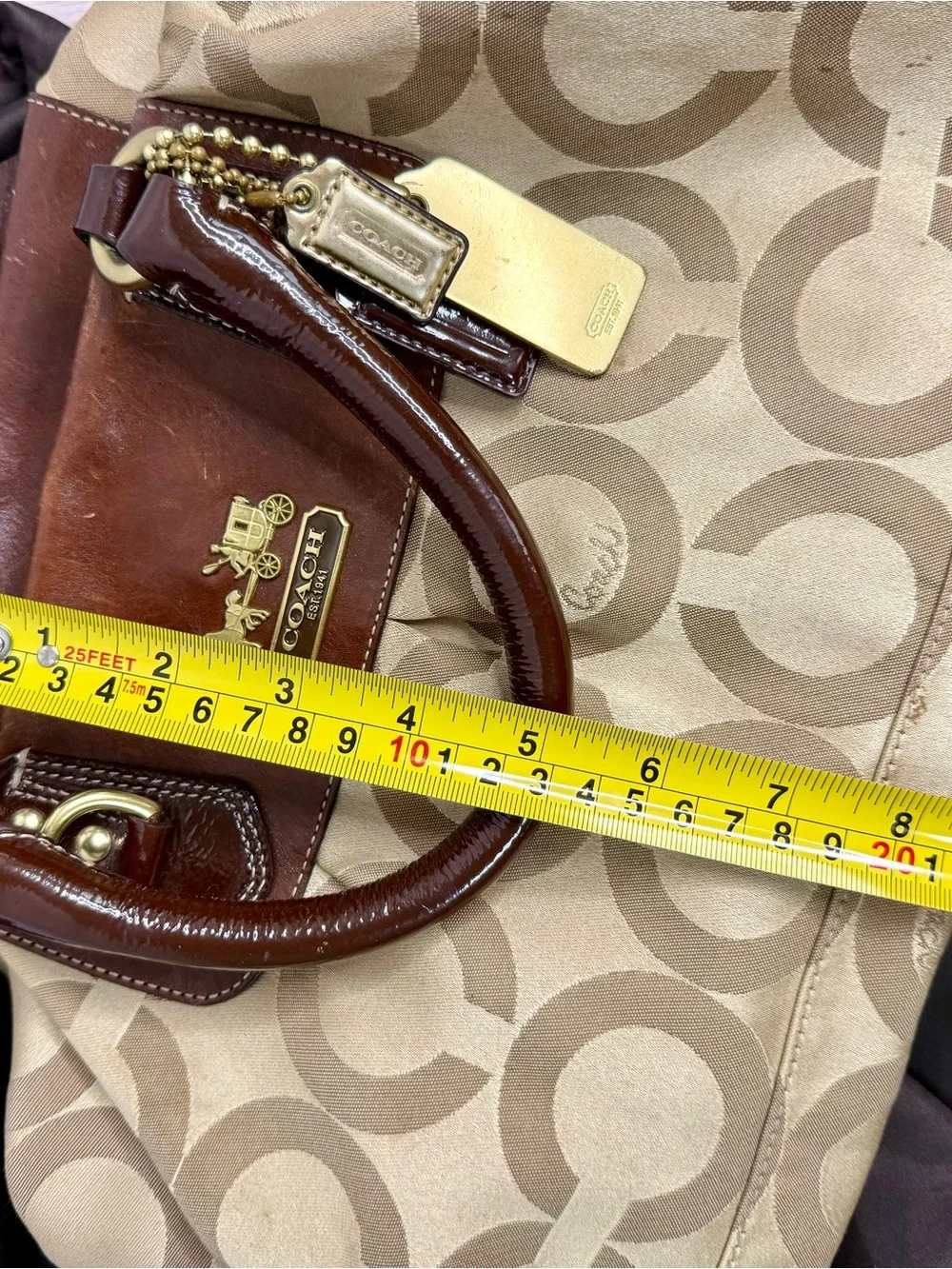 COACH Brown & Tan Signature Shoulder Satchel